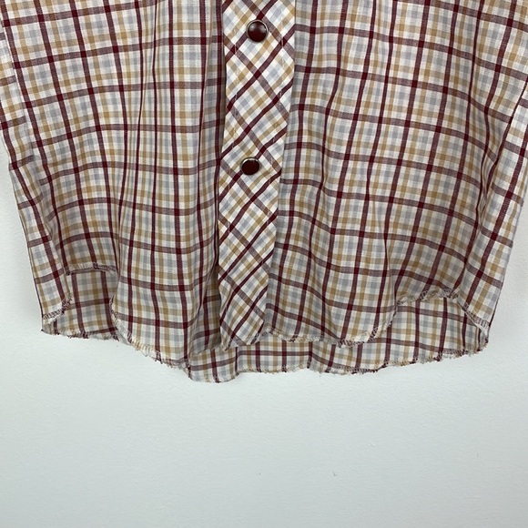 Girls Wrangler Button up Long Sleeve Shirt Size 10 Plaid Color Maroon,Tan White - Picture 4 of 7
